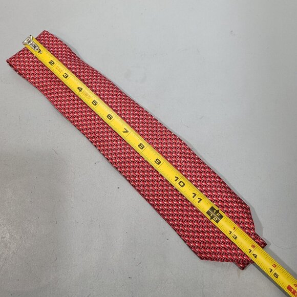 HERMÈS Paris 100% Silk Necktie Red Geometric Pattern - Picture 6 of 6